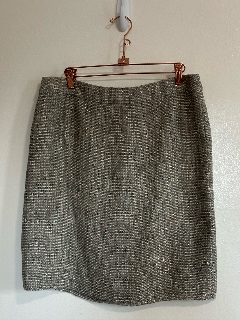 Escada Cotton Blend Tweed Sequin Straight Above Knee Skirt, US Size 12